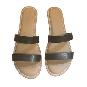 Gap Factory Black Double Strap Slip On Sandals Size 8 Summer Shoes Basic